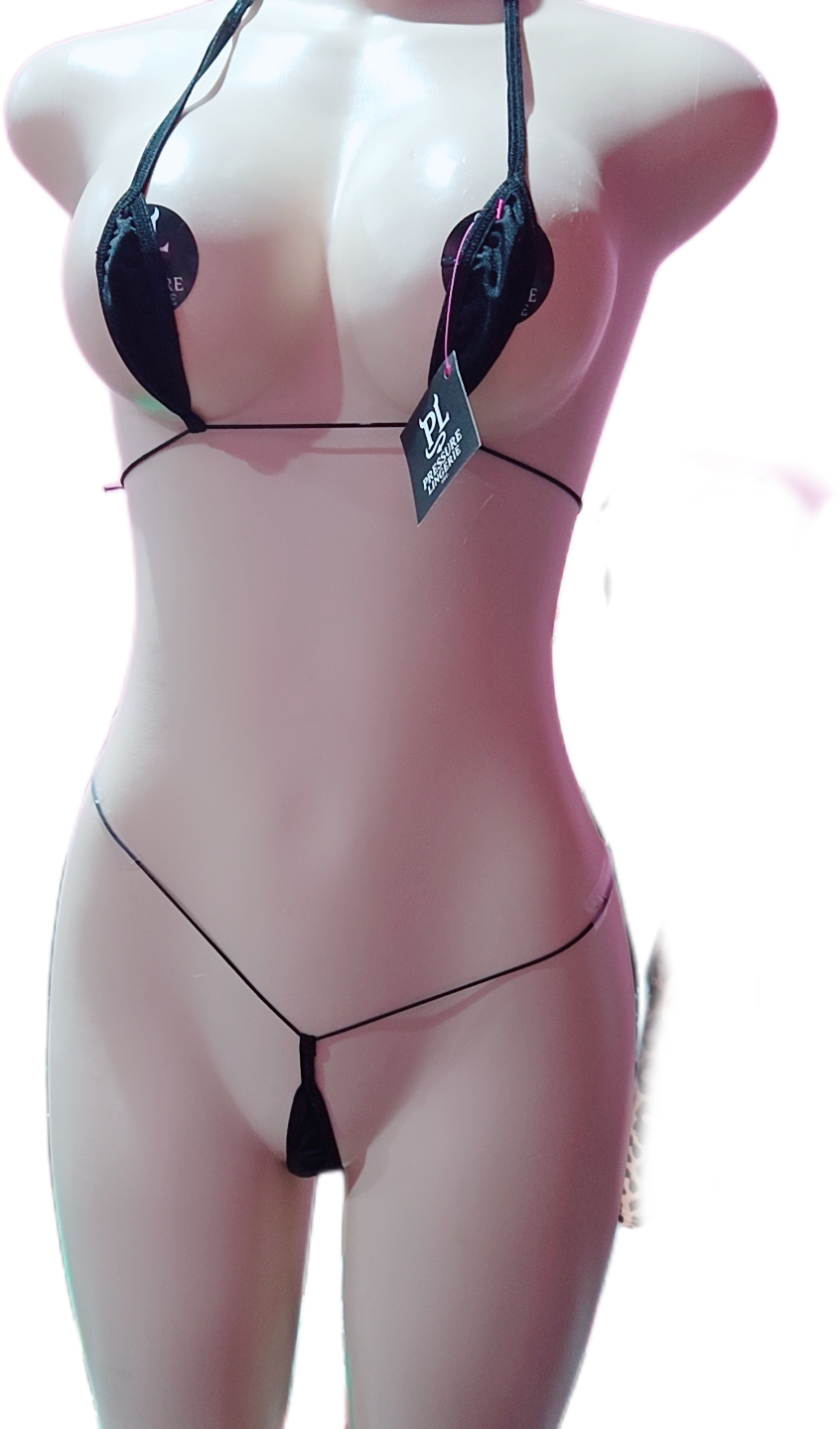 Micro teardrop Black Bikini set 2 pc-PRESSURE LINGERIE INC