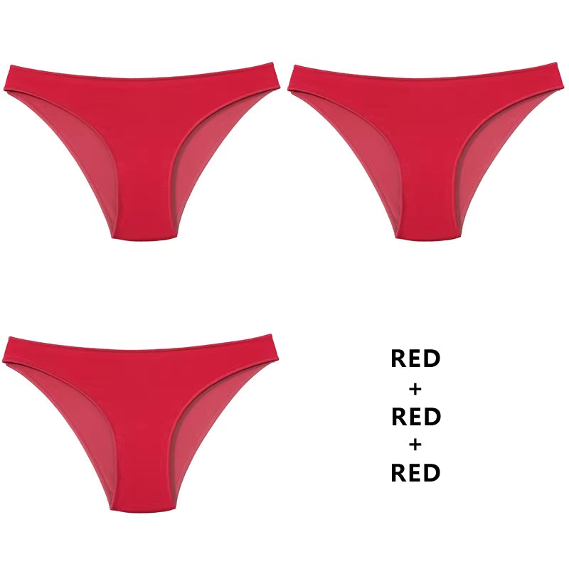 3Pcs/Set Women'S Panties Cotton Underwear Solid Color Briefs Girls Low-Waist Soft Panty Women Underpants Female Lingerie