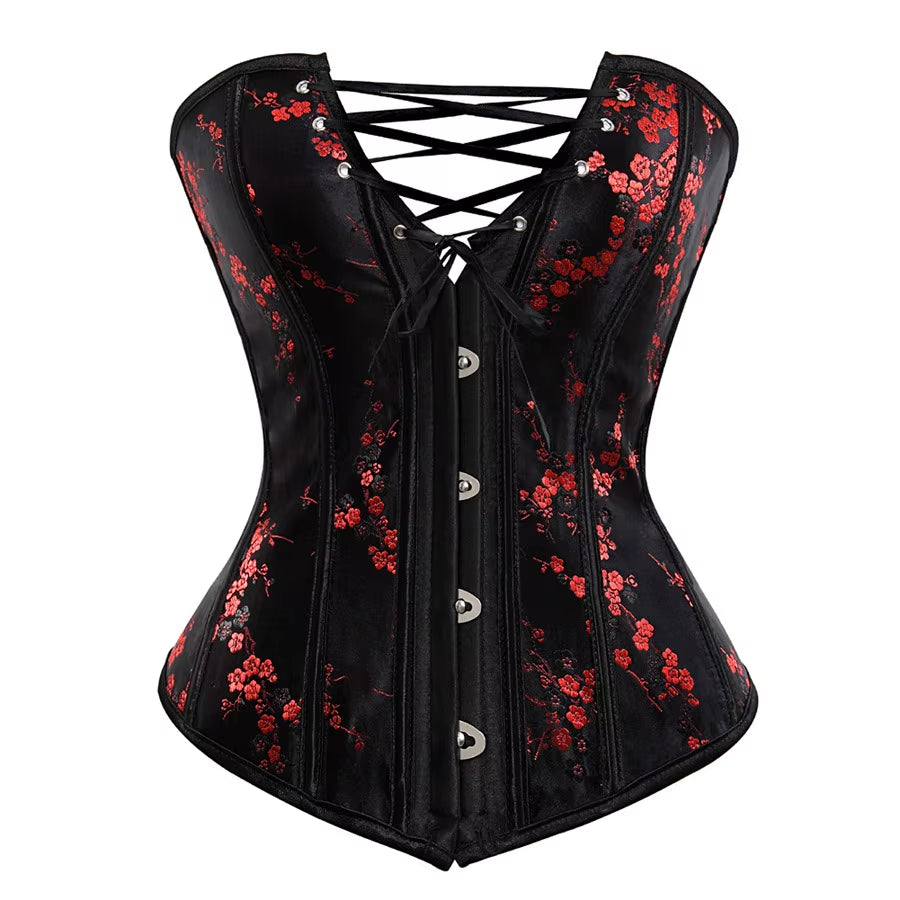 Corset Lingerie for Women Floral Jacquard Overbust Corset Waist Cincher Plum Bustier Sexy Hot plus Size