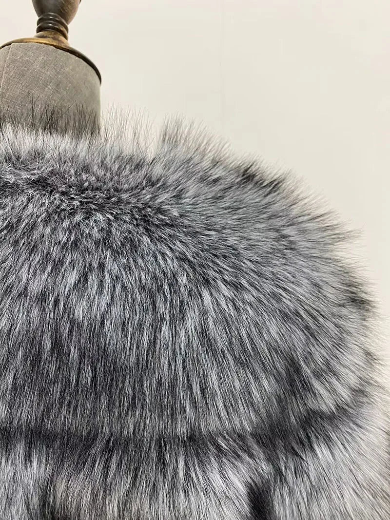 High Quality Cropped Fur Top FAUX Fox Fur Coat Woman Turn down Fur Collar Winter Fur Coats Woman Clothes Fluffy Jacket