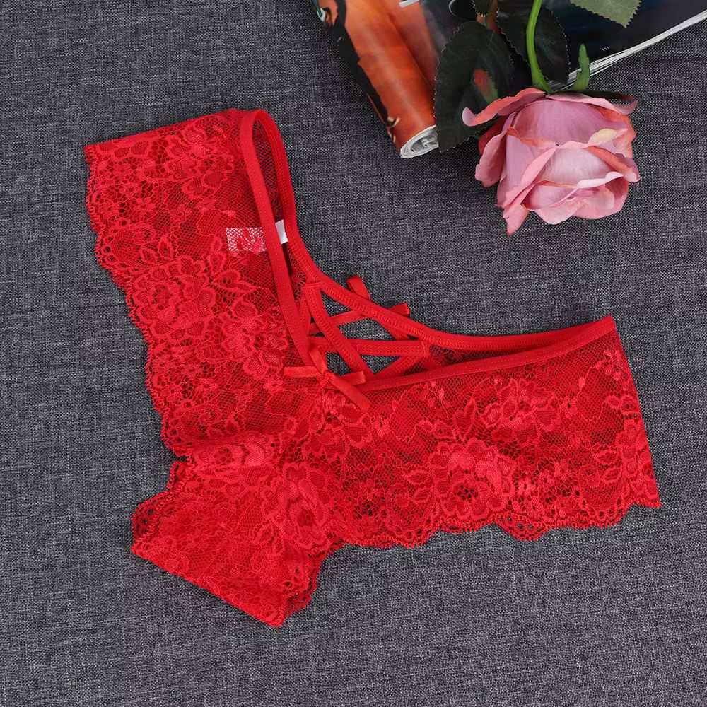 1PC Sexy Erotic Lingerie Ladies Elastic Bandage Lace Flowers Panties T-Back Briefs G-String Thongs Women'S Charming Underwear