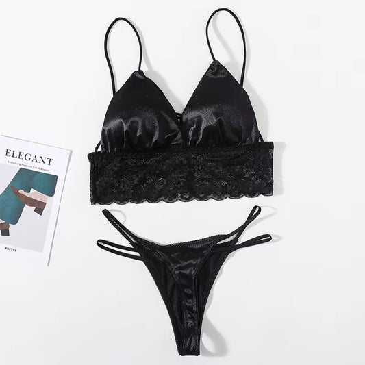 Women Lingerie Set Deep V Backless Bra Set Low Rise Thongs Panties Female Sexy Brassiere Underwear Set Bralette Intimates