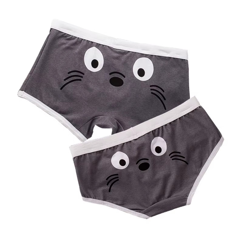 2PCS Couple Panties Cotton Panties Cozy Lingerie Female Underwear Men Boxer Shorts Funny Pink Cute Cartoon Boxers Lovers