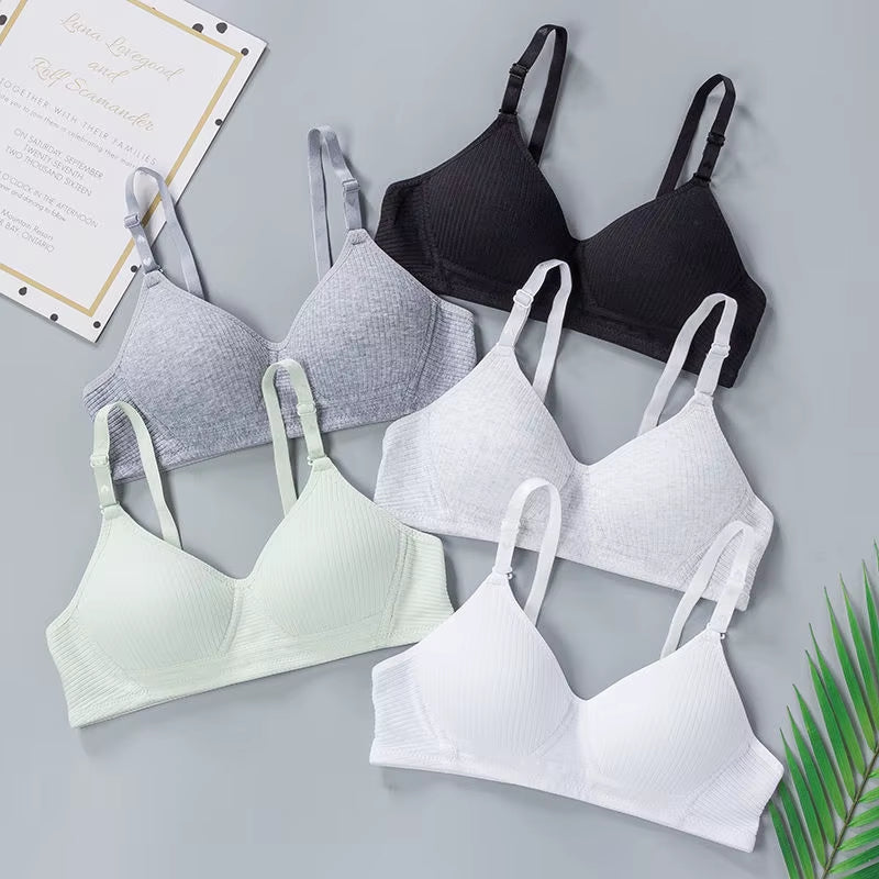 Cotton Underwear Women AB Cup Bra Wireless Gathered Comfort V Brassiere Push up Lingerie Bralette for Women Seamleass