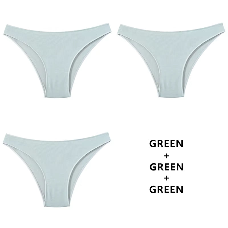 3Pcs/Set Women'S Panties Cotton Underwear Solid Color Briefs Girls Low-Waist Soft Panty Women Underpants Female Lingerie