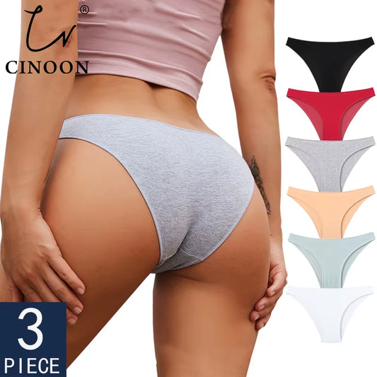 3Pcs/Set Women'S Panties Cotton Underwear Solid Color Briefs Girls Low-Waist Soft Panty Women Underpants Female Lingerie