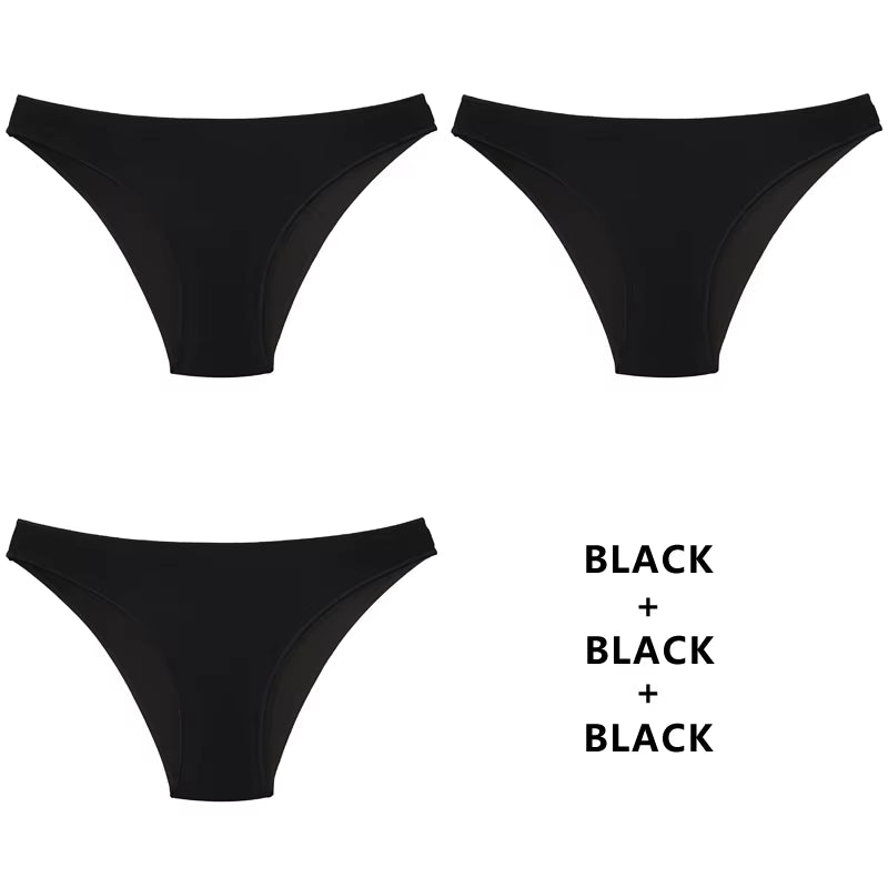 3Pcs/Set Women'S Panties Cotton Underwear Solid Color Briefs Girls Low-Waist Soft Panty Women Underpants Female Lingerie