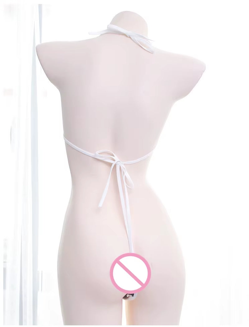 Kawaii Cosplay Cow Print Mini Backless One Piece Micro Bikini Jumpsuit Erotic Sex Costumes Bodysuit for Women Sexy Lingerie