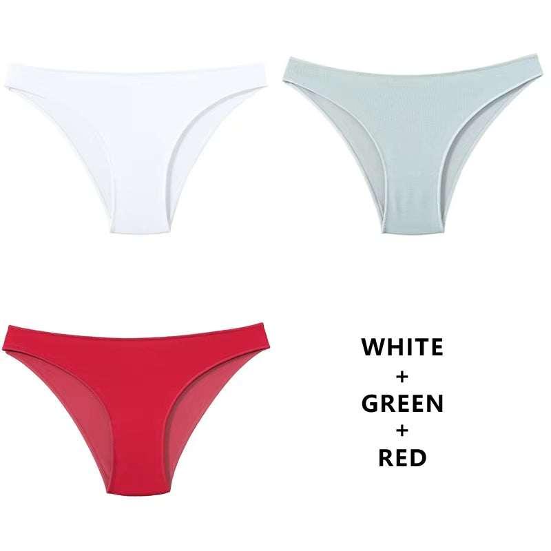 3Pcs/Set Women'S Panties Cotton Underwear Solid Color Briefs Girls Low-Waist Soft Panty Women Underpants Female Lingerie