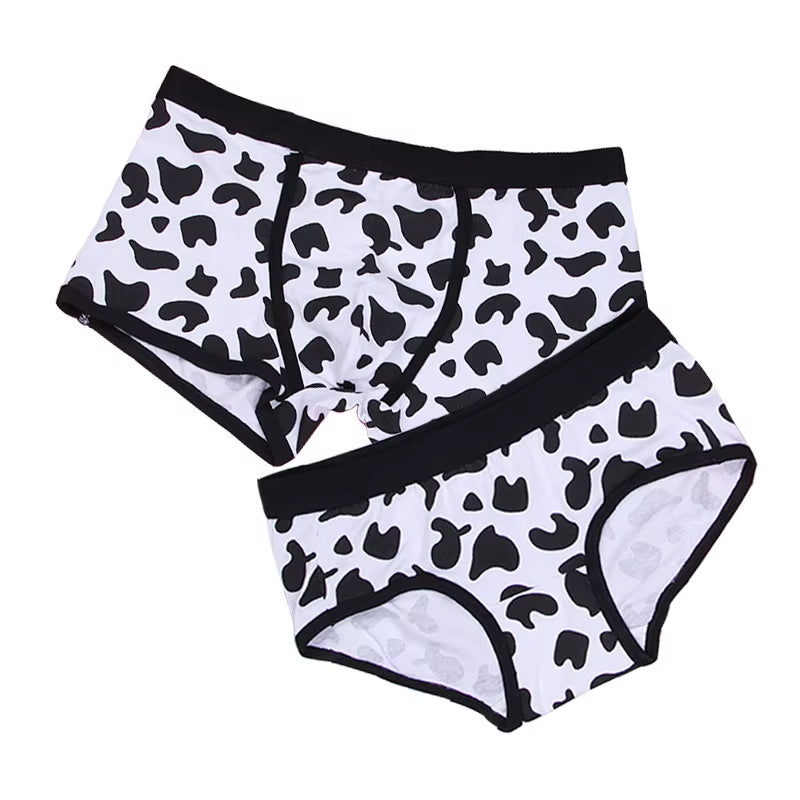2PCS Couple Panties Cotton Panties Cozy Lingerie Female Underwear Men Boxer Shorts Funny Pink Cute Cartoon Boxers Lovers
