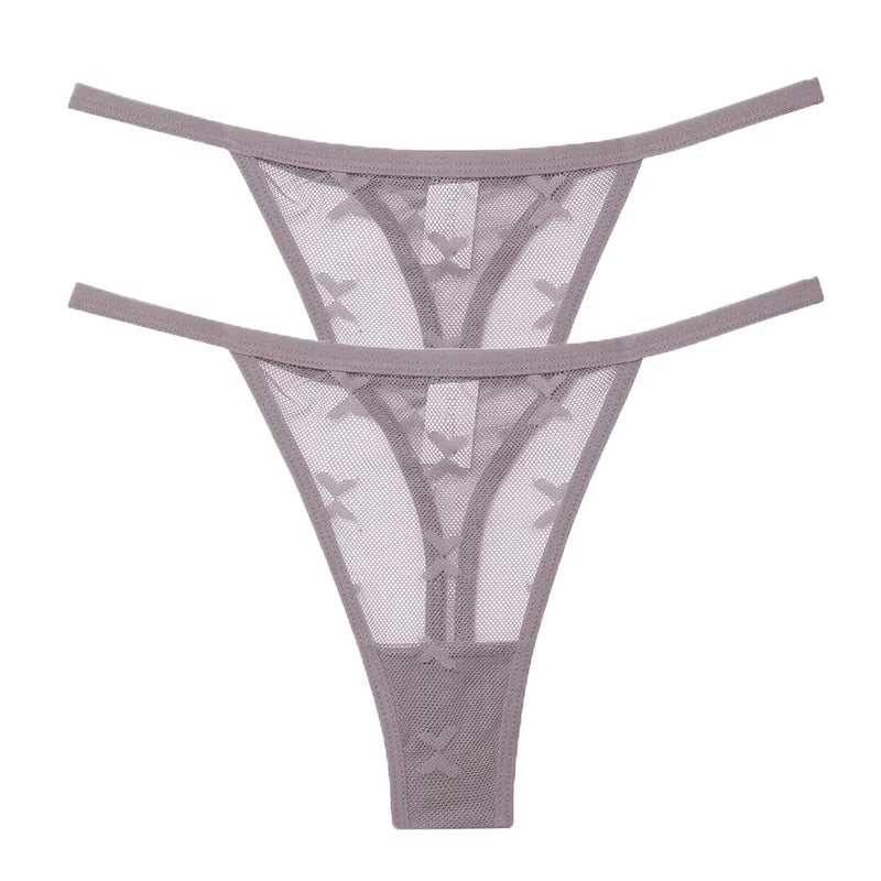 2Pcs/Set Mesh Transparent Thong Women Panties Underwear Women Seamless G-String Female Underpants Intimates Lingerie S-XL
