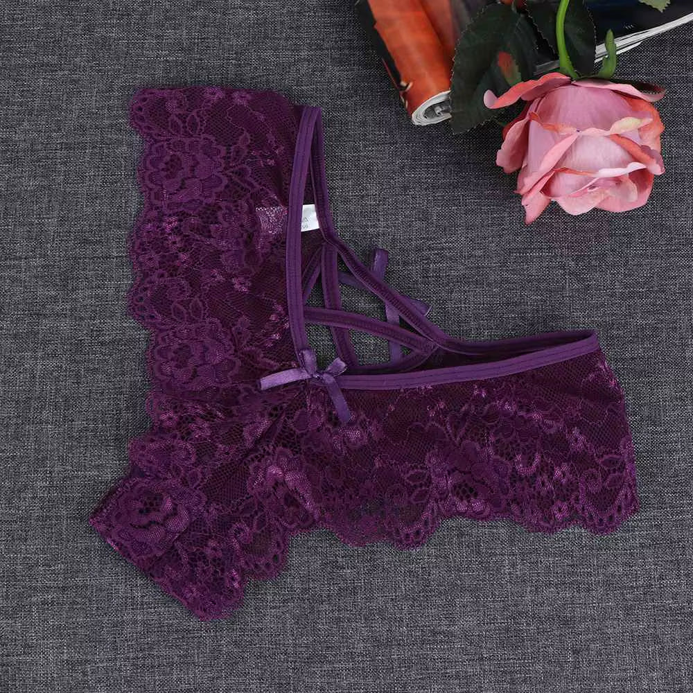 1PC Sexy Erotic Lingerie Ladies Elastic Bandage Lace Flowers Panties T-Back Briefs G-String Thongs Women'S Charming Underwear