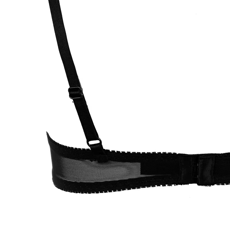 Women Sexy Underwear Exquisite Embroidery Flower Push up Open Bra Crotch Panty Set Temptation Cupless Thong Lingerie Set