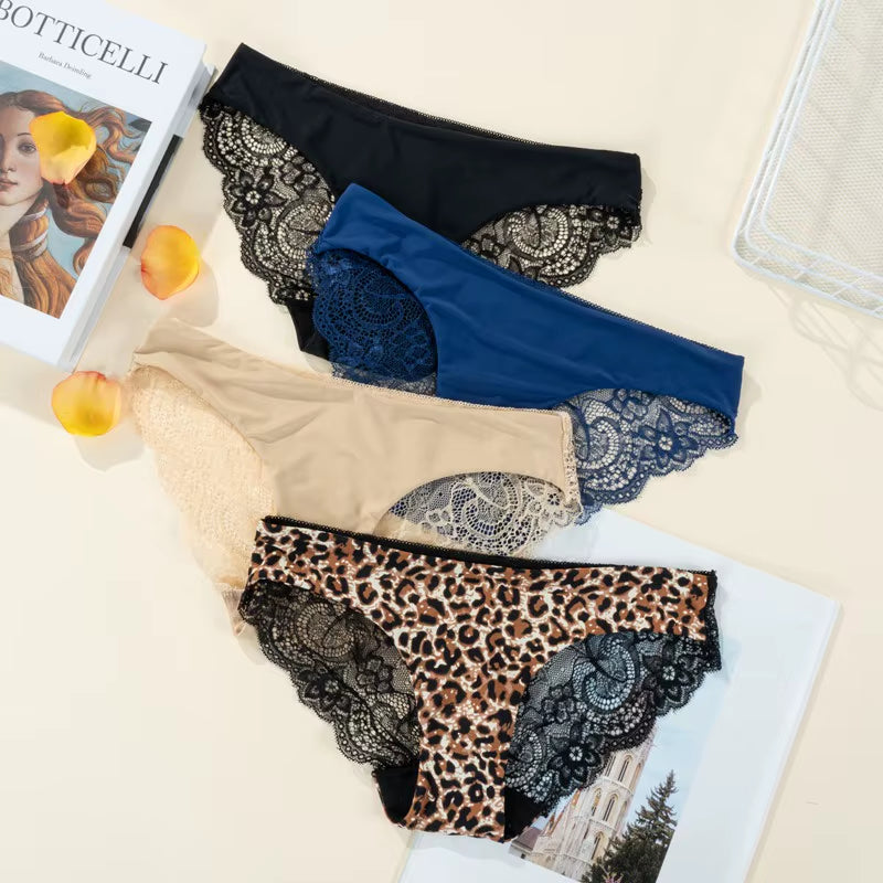 Women'S Sexy Lace Panties Seamless Cotton Crotch Breathable Ladies Low-Rise Lingerie Underwear Comfortable Underpants Brief