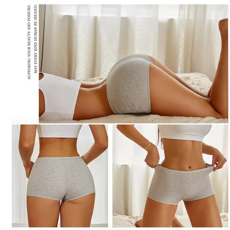 New Women'S Panties Cotton Seamless Sports Boxers Underwear Female Solid Color Briefs Cozy Lingerie Intimate Underpants XS-XL
