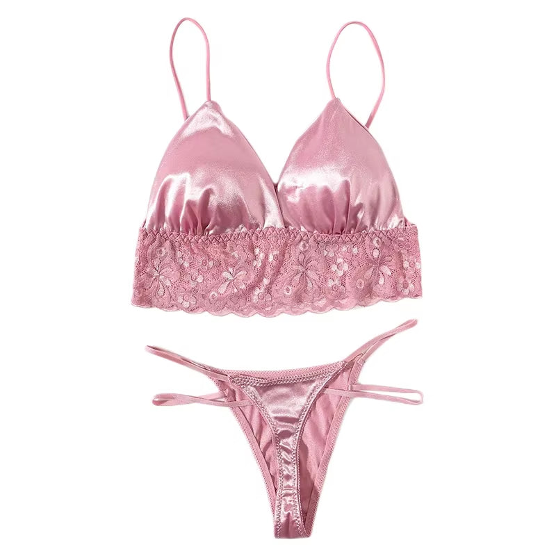 Women Lingerie Set Deep V Backless Bra Set Low Rise Thongs Panties Female Sexy Brassiere Underwear Set Bralette Intimates