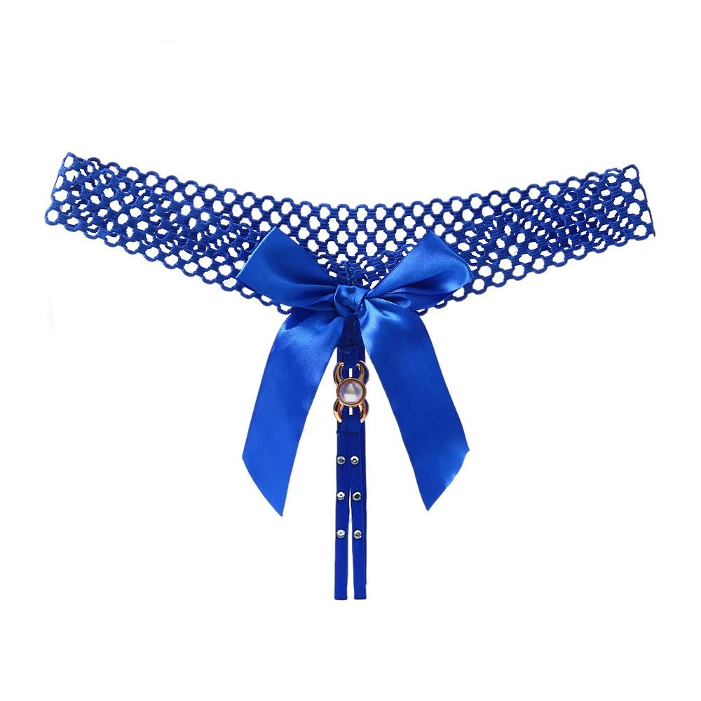 Sexy Lingerie Women'S Panties Crotch Opening Transparent G-Strings Thongs Hollow Out Solids Bowknot Underwear Women Lace Pantys