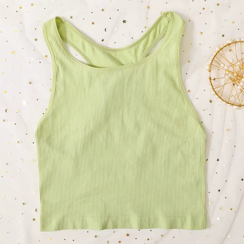 Women Tank Tops Sports Crop Top Female Solid Color Ribbed Cami Sexy Lingerie Seamless Underwear Sexy Backless Camisole