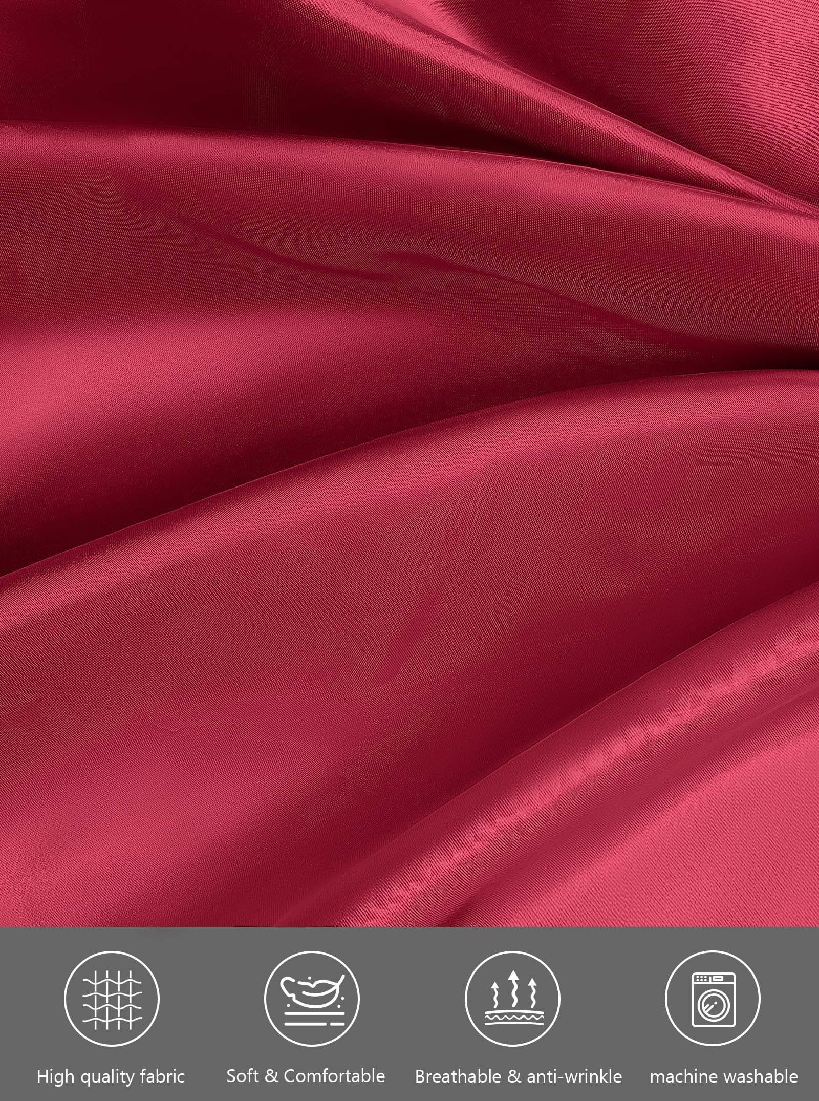 Sexy Lingerie,  Silk Satin Pajamas for Women, Womens Summer Pajamas Pjs Sets of 4 Pcs with Floral Lace Top Shorts and Robe, Gift for Women, Burgundy, L