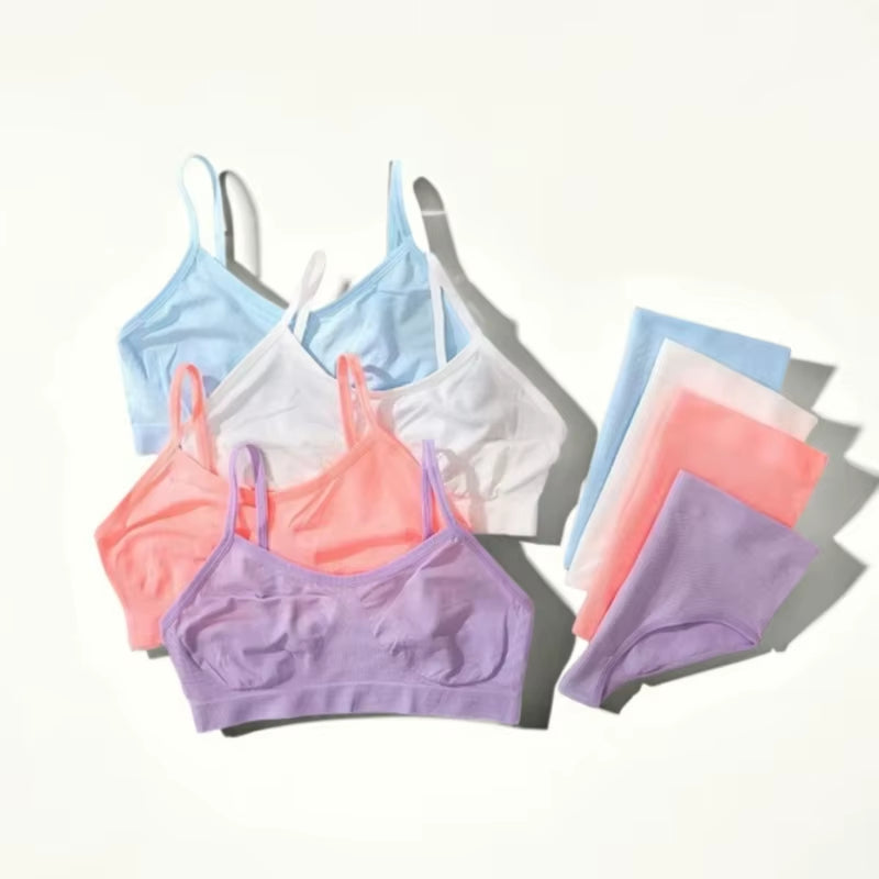 Women Seamless Bra and High Waist Panties Set Underwear Female Sexy Lingerie No Pads Brassieres Soft Briefs Intimate