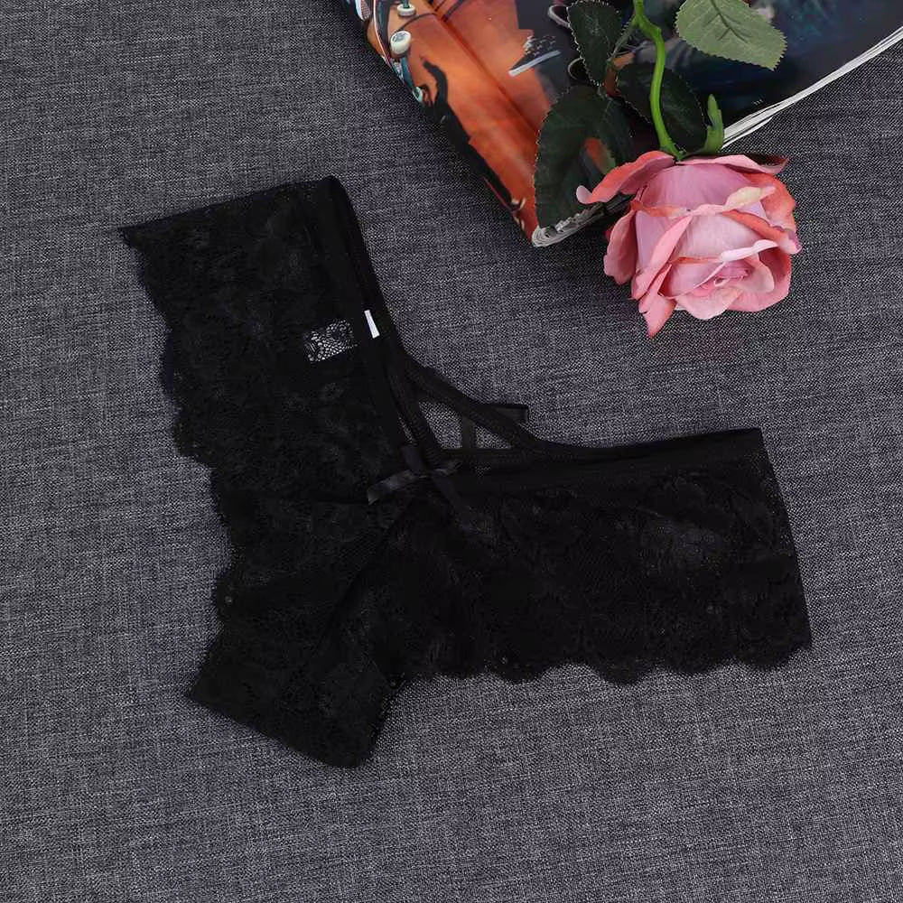 1PC Sexy Erotic Lingerie Ladies Elastic Bandage Lace Flowers Panties T-Back Briefs G-String Thongs Women'S Charming Underwear
