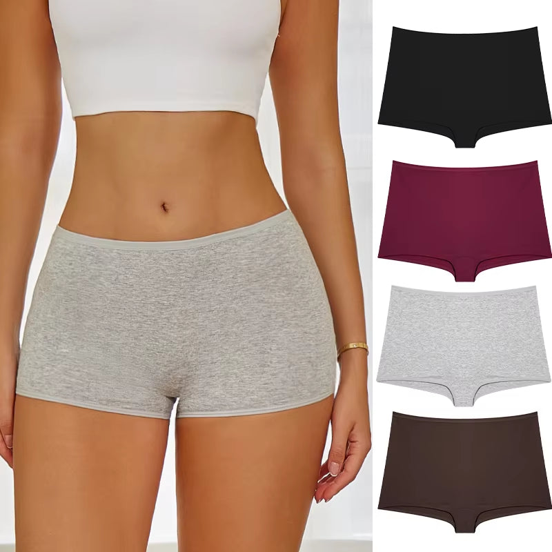 New Women'S Panties Cotton Seamless Sports Boxers Underwear Female Solid Color Briefs Cozy Lingerie Intimate Underpants XS-XL