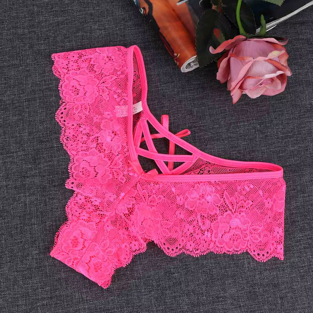 1PC Sexy Erotic Lingerie Ladies Elastic Bandage Lace Flowers Panties T-Back Briefs G-String Thongs Women'S Charming Underwear