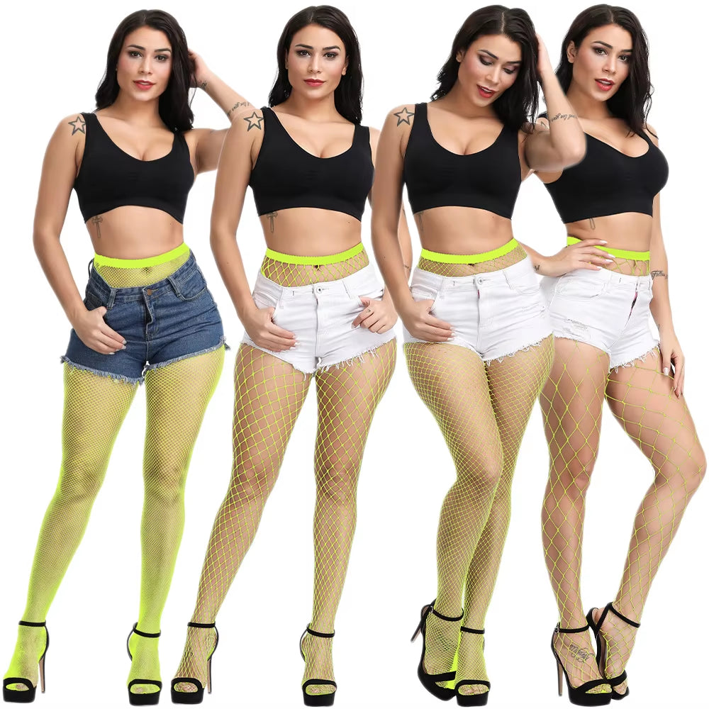 Plus Sexy Fishnet Tights Women Mesh Stockings Hollow Out Women Fish Net Pantyhose Clubwear Hosiery Colorful Female Sexy Lingerie