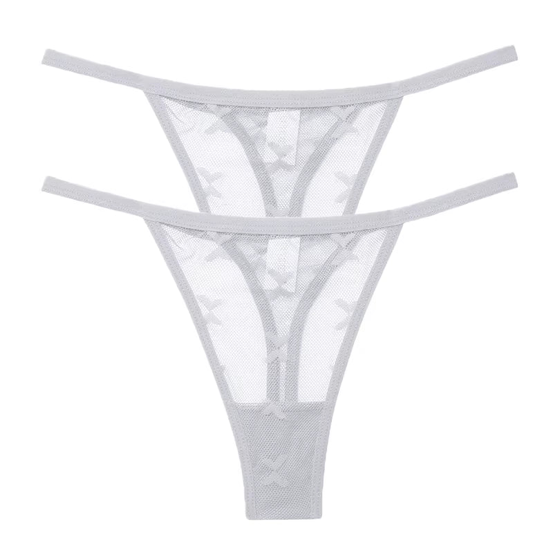 2Pcs/Set Mesh Transparent Thong Women Panties Underwear Women Seamless G-String Female Underpants Intimates Lingerie S-XL