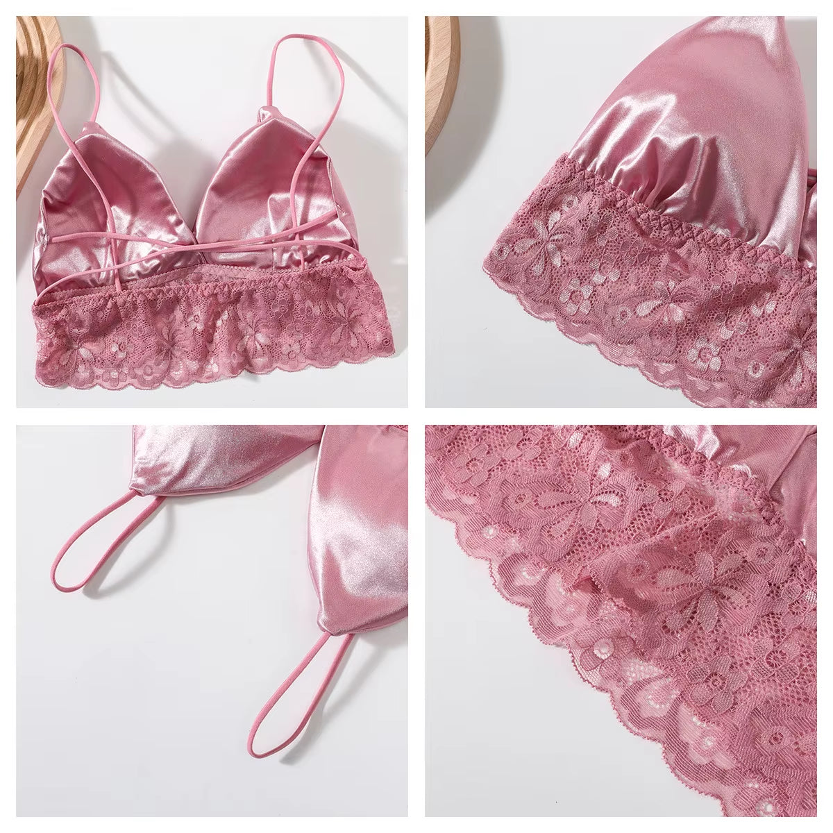 Women Lingerie Set Deep V Backless Bra Set Low Rise Thongs Panties Female Sexy Brassiere Underwear Set Bralette Intimates