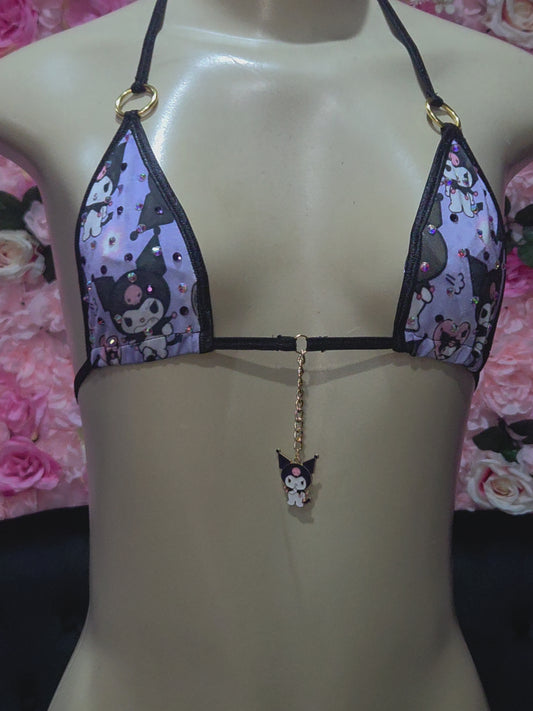 -Bad Kitty Kuromi Tie-on Thong Bikini Set-Furry fantasy edition