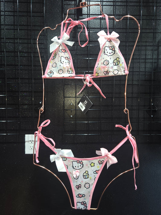 Micro Hello Kitty Kawaii Micro Thong Bikini set 2 Piece Tie-Up