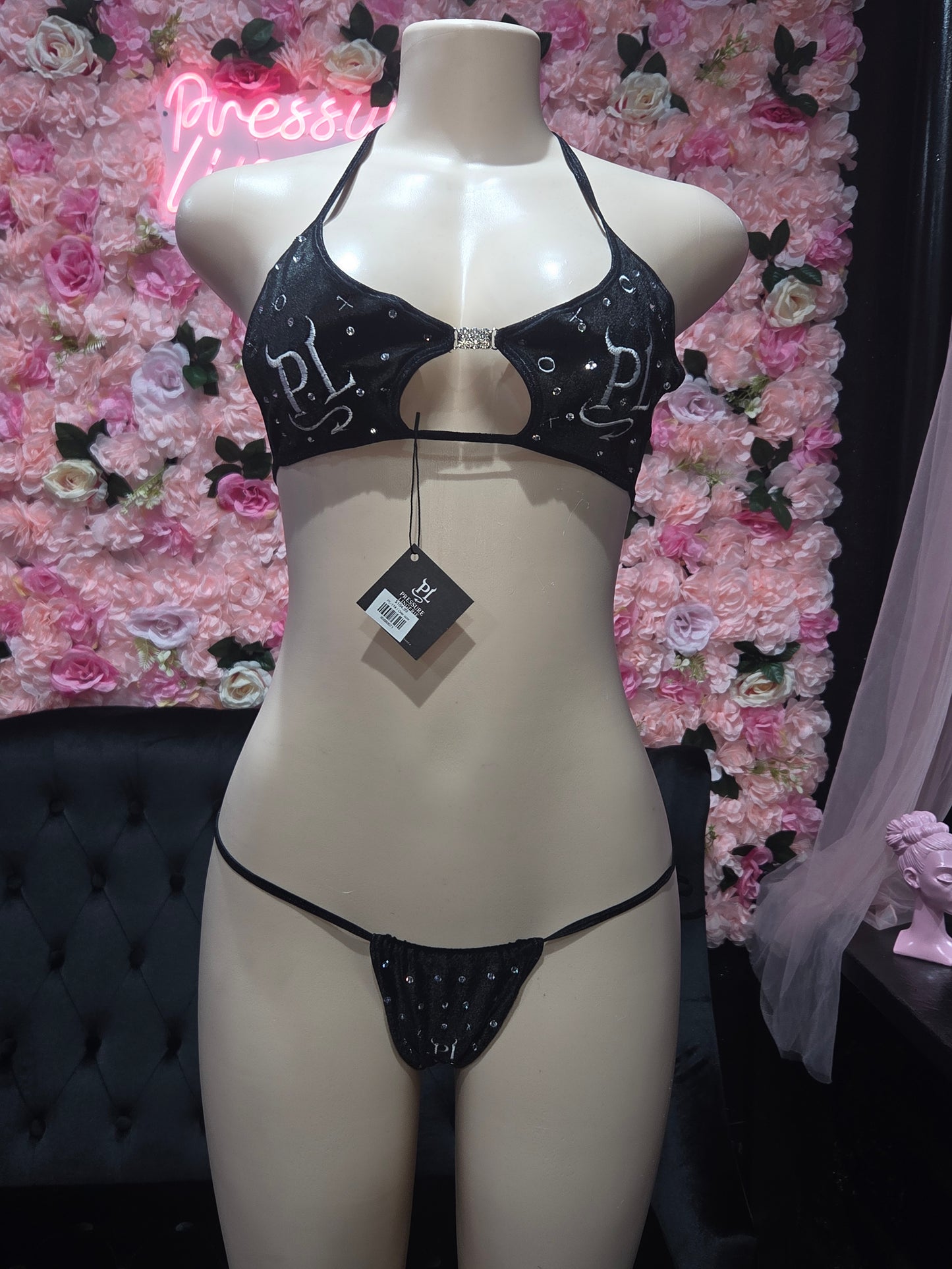 Suede 2 piece bikini XoXo PL Patches and Gemstones