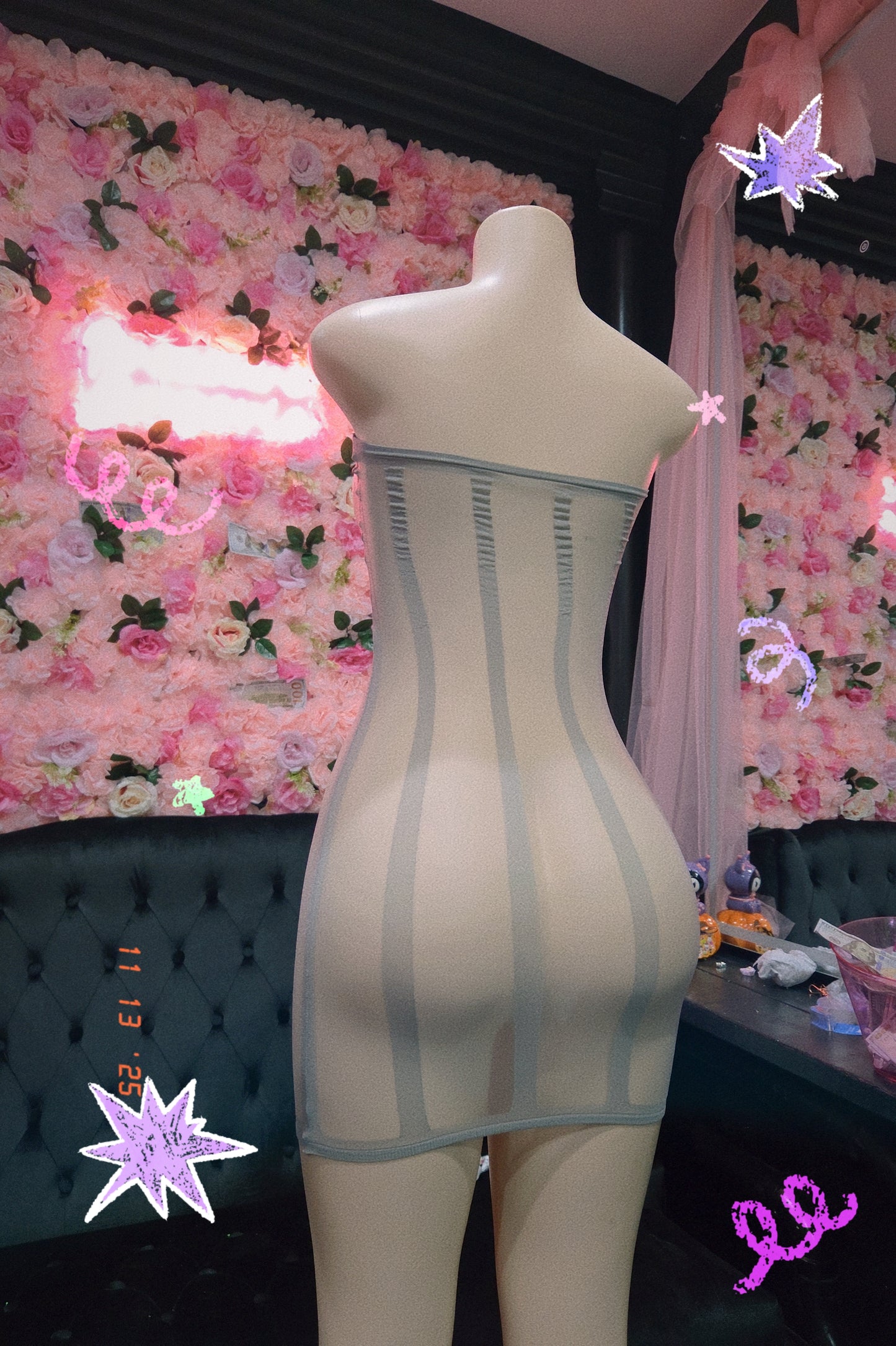 Silver Mist Sheer Tube Mini Dress – One Size