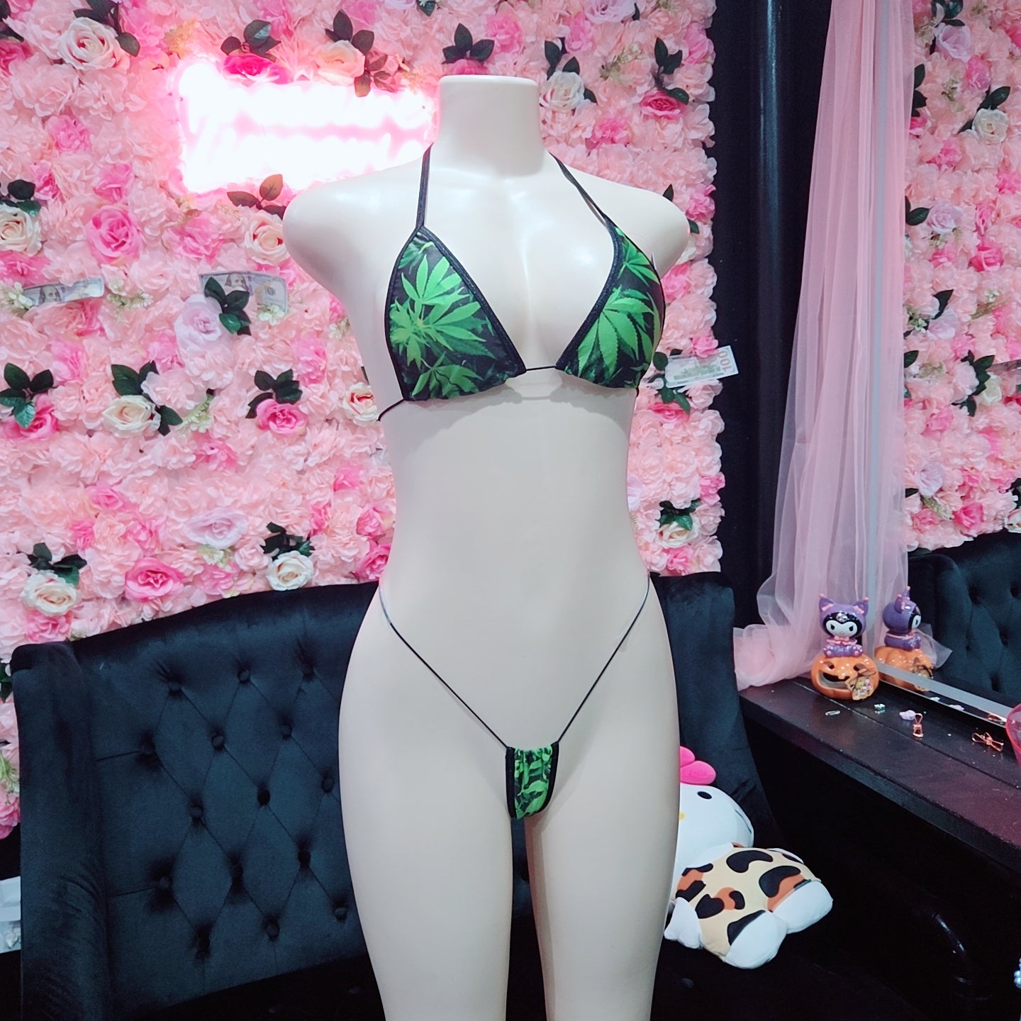 Weed Leaf Print Exotic Bikini Set
