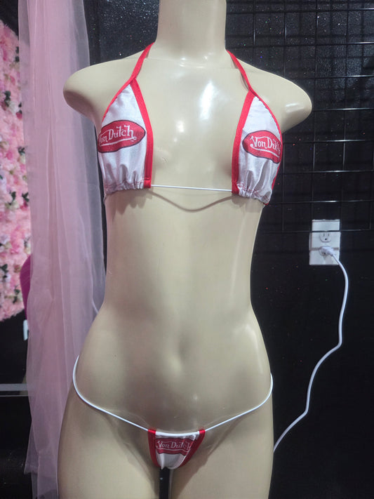 VonDutch Red and White Exotic Bikini Set
