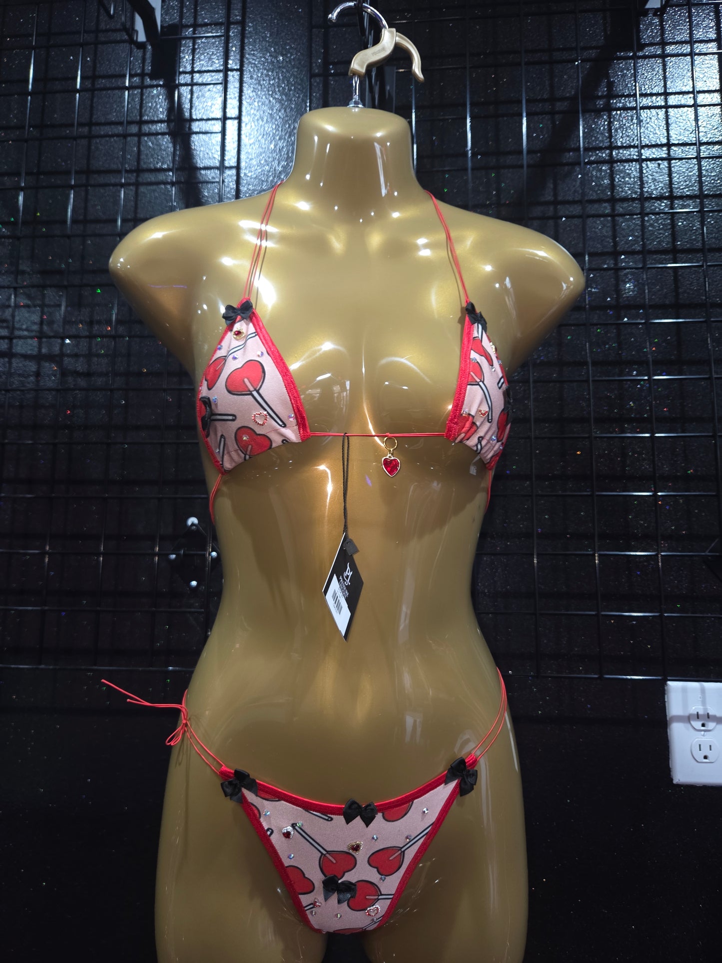 Red Lollipop Bikini with Gemstones